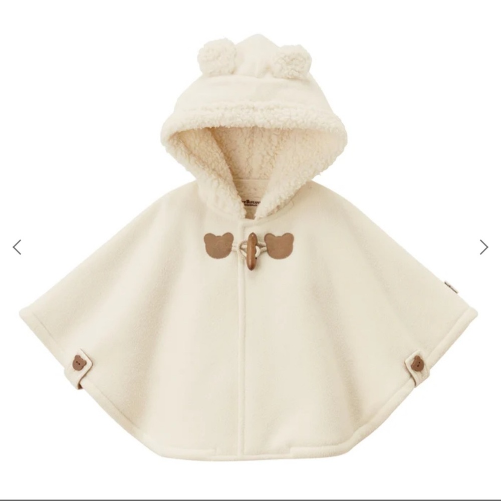 Miki House Cozy Cream Kids Cape with Hood
